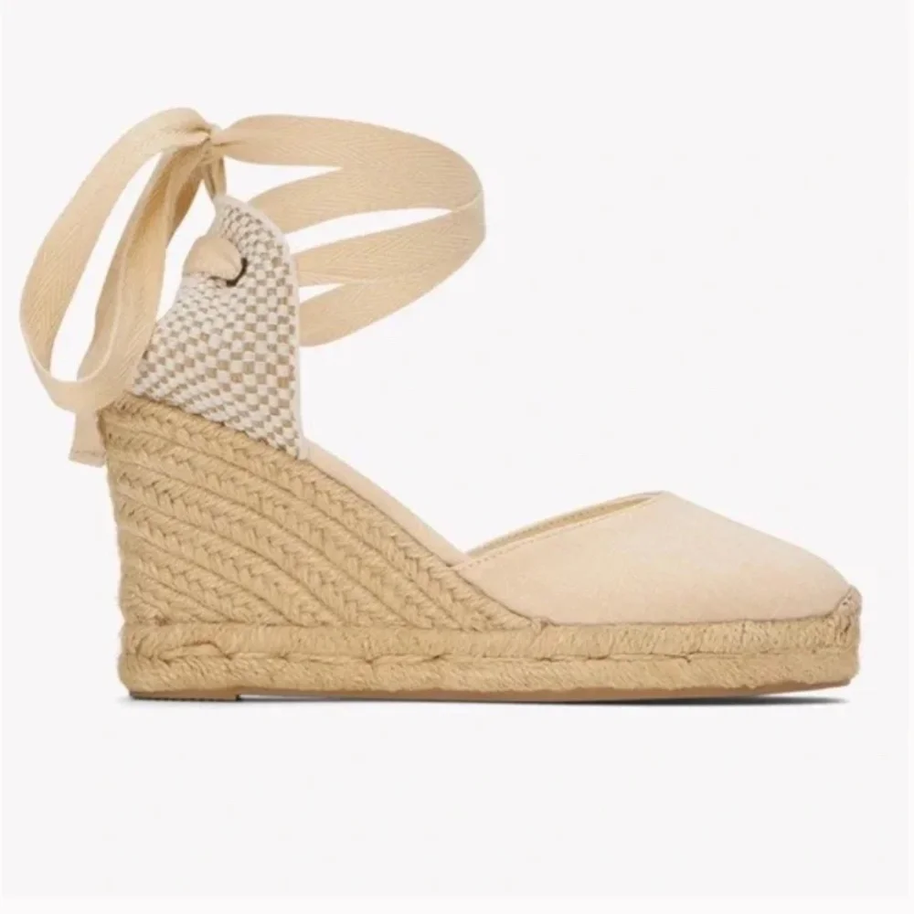 2 pair Christian Louboutin Brown Espadrille Flats with Ankle Ties